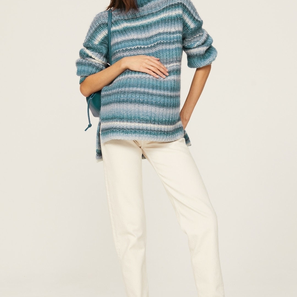 HATCH Striped Turtleneck Maternity Sweater